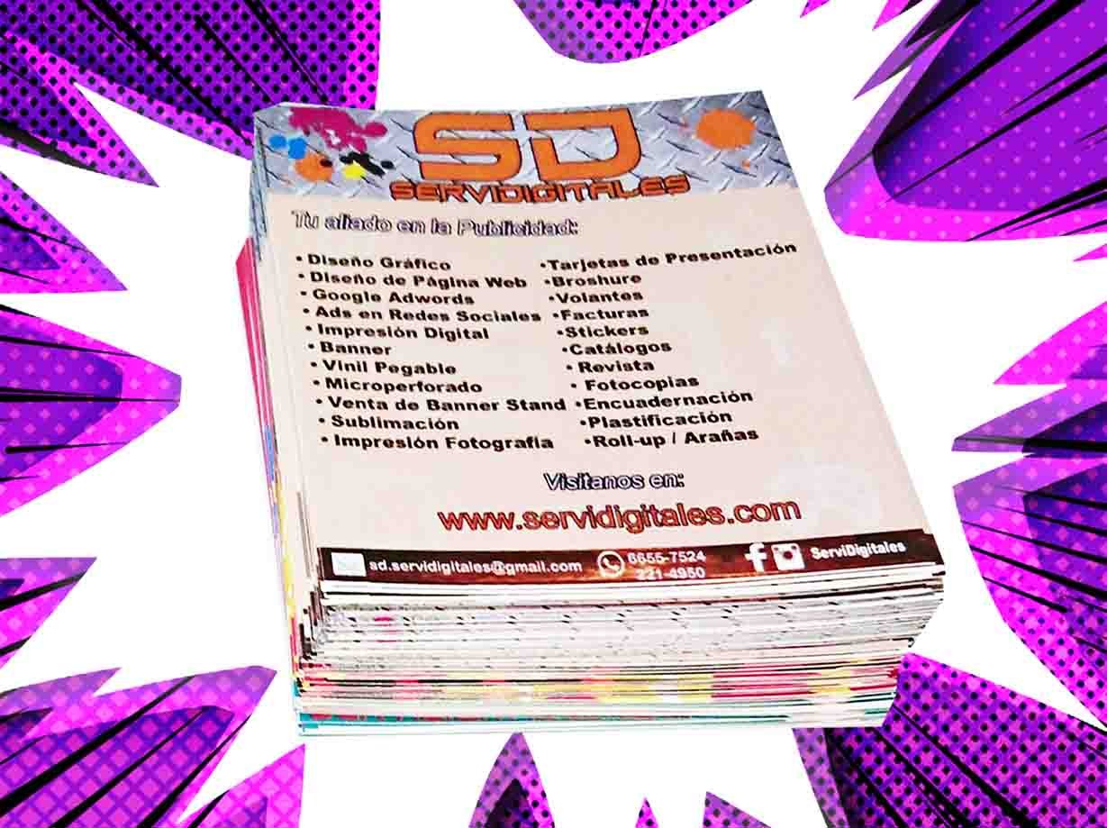 Flyers en papel satinado (100 unidades)